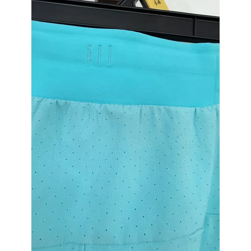 A- 073-Lululemon Fast and Free Lined Short 6 Turquoise Blue Perforated Running